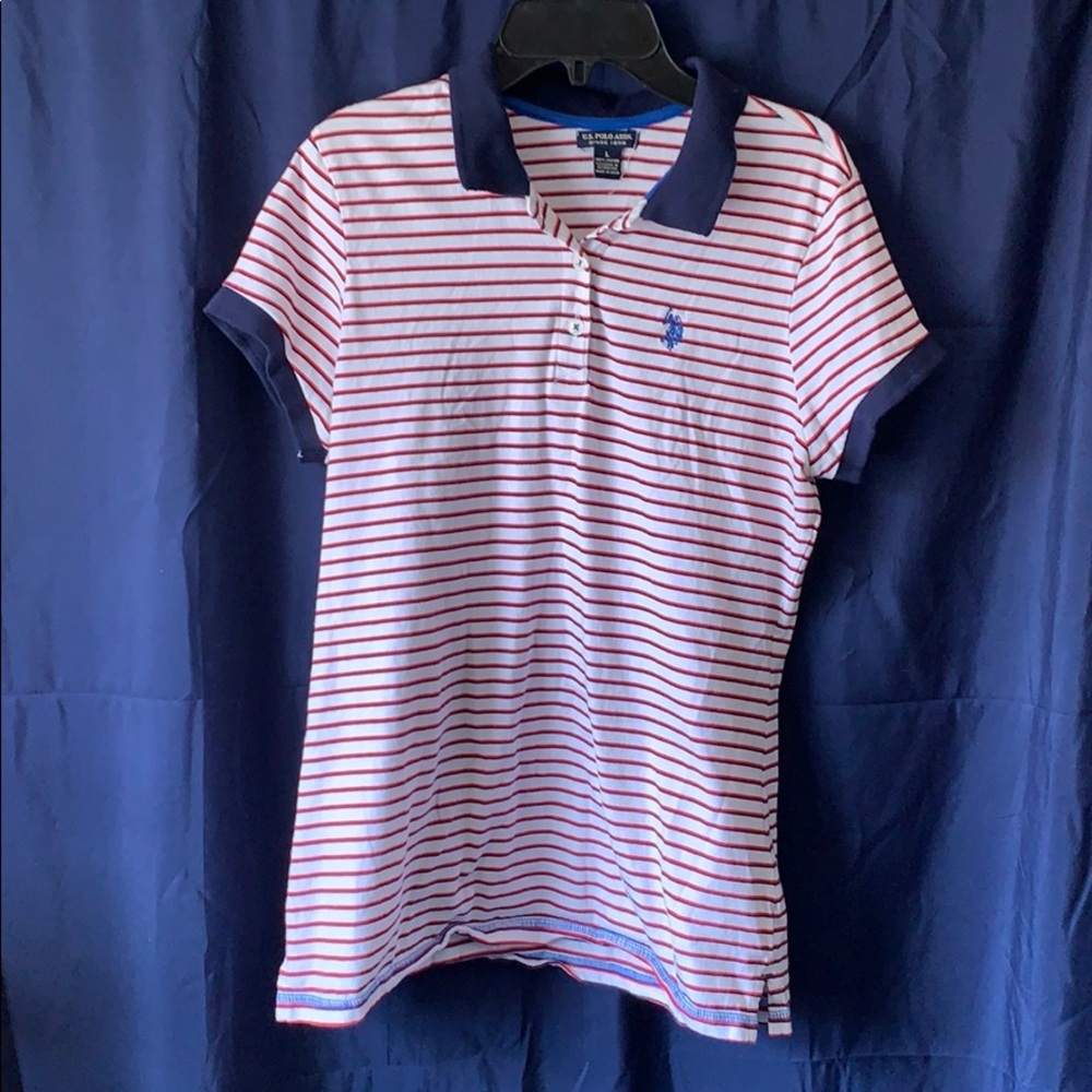 ⭐️SALE⭐️ Red, white, & blue Stripped Polo